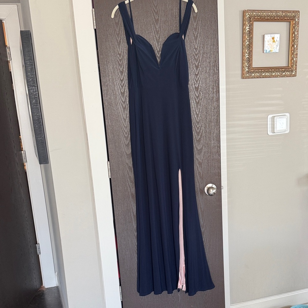 Jodi Kristopher Navy and Pink Maxi Dress